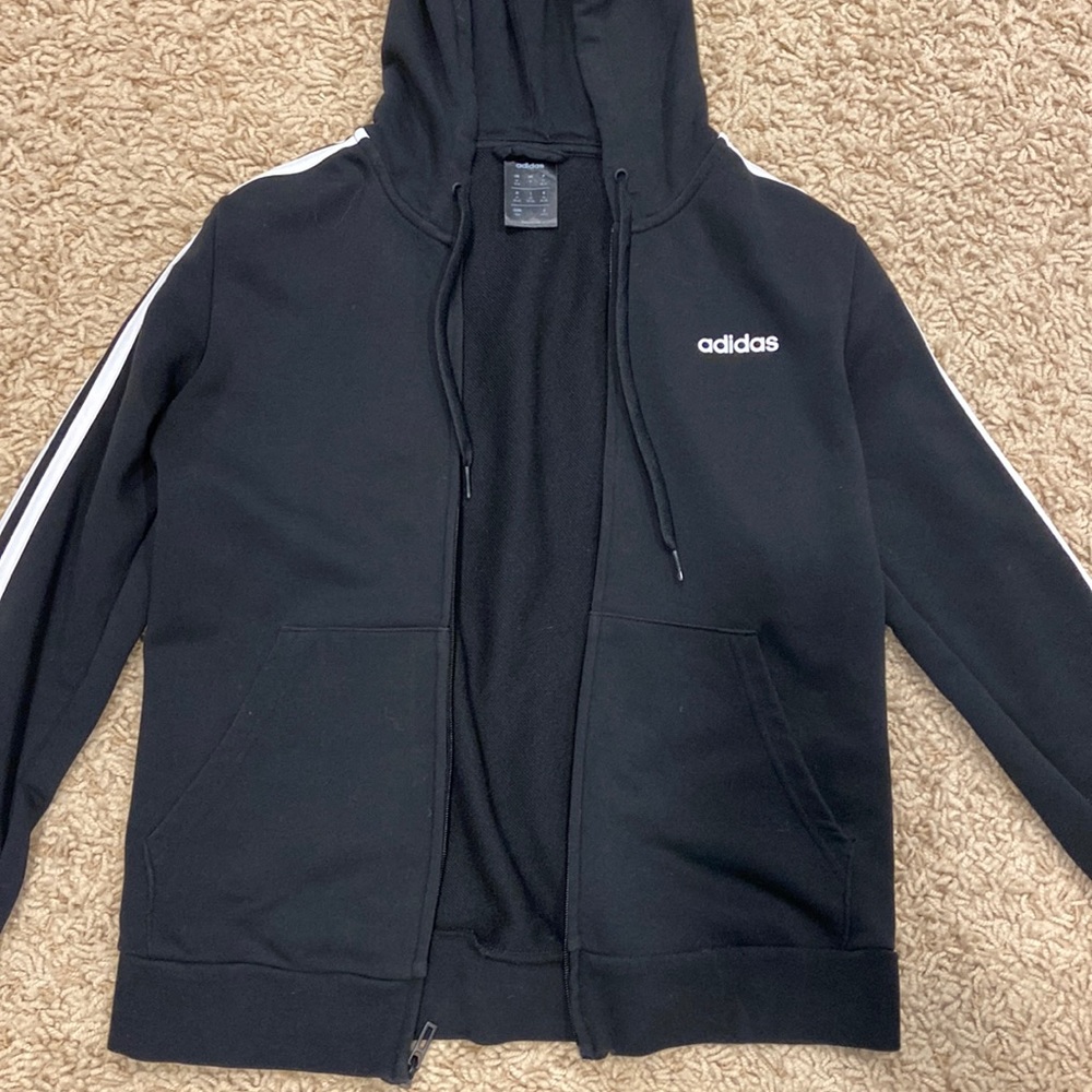 BLACK “ADIDAS” ZIP-UP HOODIE